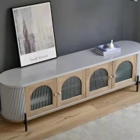 Έπιπλο TV Stilig από MDF σε ανοιχτό γκρι 200x40x60cm