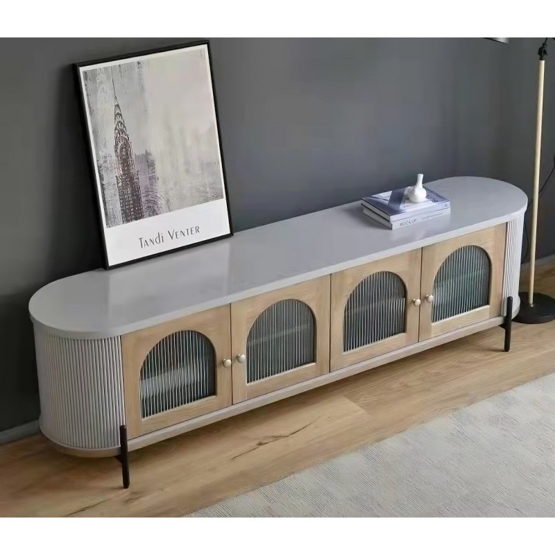 Έπιπλο TV Stilig από MDF σε ανοιχτό γκρι 200x40x60cm