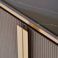 Έπιπλο TV Stilig από MDF σε σκούρα απόχρωση με χρυσές λεπτομέρειες 200x40x60cm