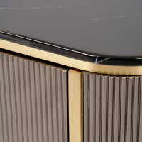 Έπιπλο TV Stilig από MDF σε σκούρα απόχρωση με χρυσές λεπτομέρειες 200x40x60cm