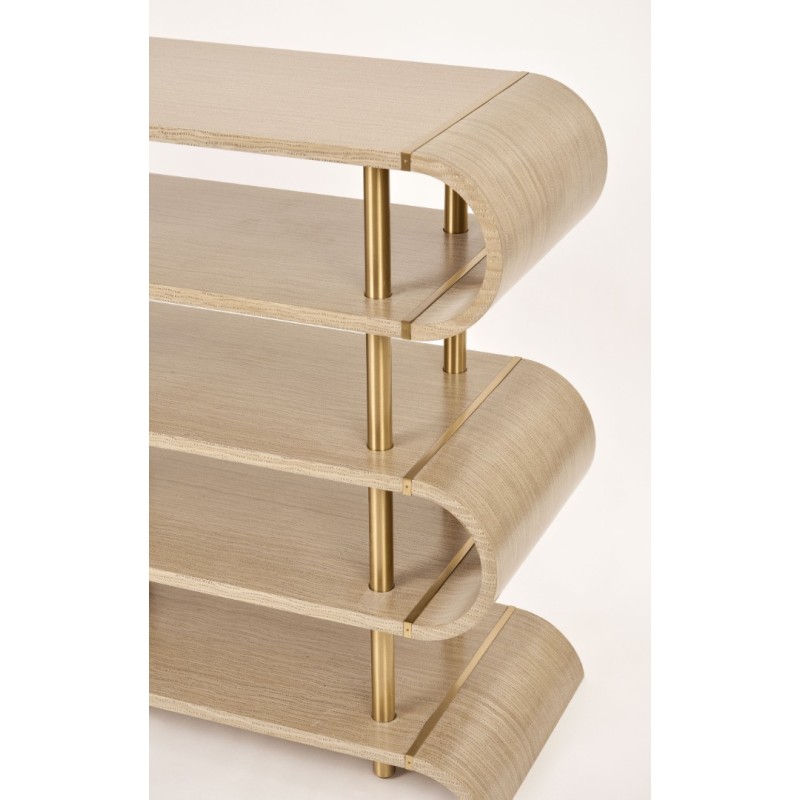 Τραπέζι κονσόλας Stilig από MDF σε γκρι κα χρυσό 122x36x81cm