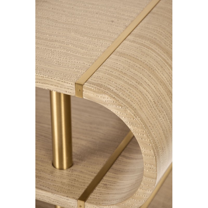 Τραπέζι κονσόλας Stilig από MDF σε γκρι κα χρυσό 122x36x81cm