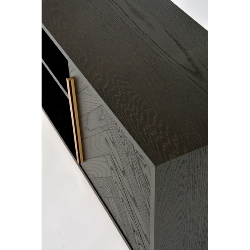 Έπιπλο TV Seville από ξύλο βελανιδιάς σε μαύρο 180x38x50cm