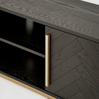 Έπιπλο TV Seville από ξύλο βελανιδιάς σε μαύρο 180x38x50cm
