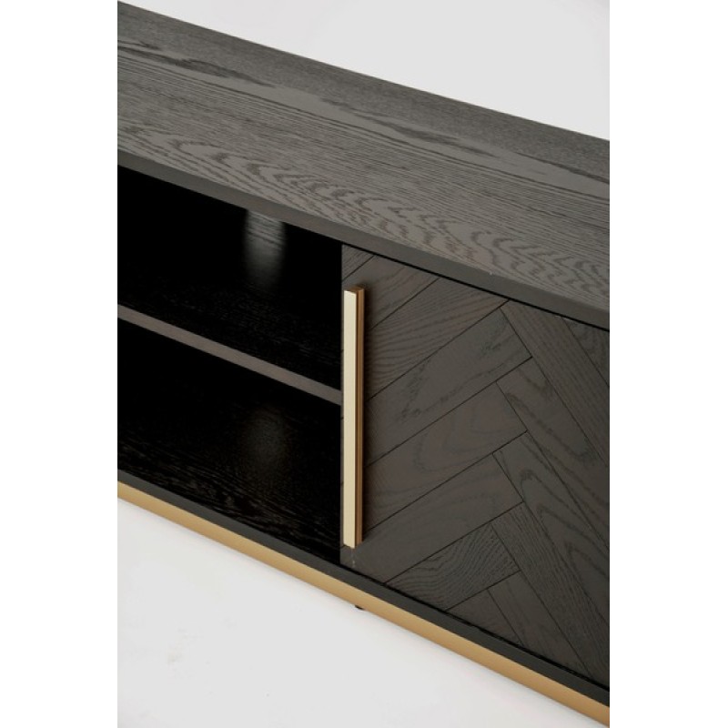 Έπιπλο TV Seville από ξύλο βελανιδιάς σε μαύρο 180x38x50cm