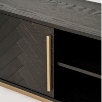 Έπιπλο TV Seville από ξύλο βελανιδιάς σε μαύρο 180x38x50cm