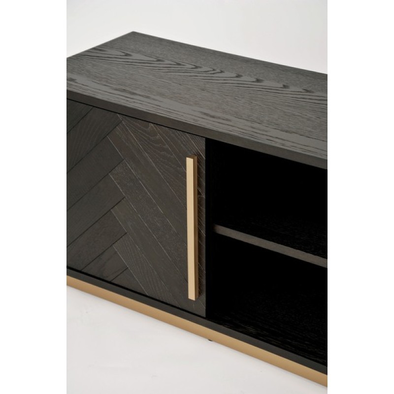 Έπιπλο TV Seville από ξύλο βελανιδιάς σε μαύρο 180x38x50cm