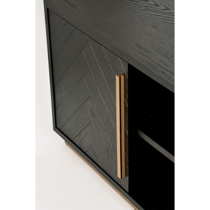 Έπιπλο TV Seville από ξύλο βελανιδιάς σε μαύρο 180x38x50cm