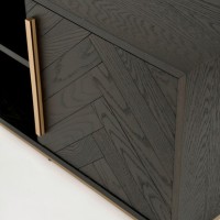 Έπιπλο TV Seville από ξύλο βελανιδιάς σε μαύρο 180x38x50cm