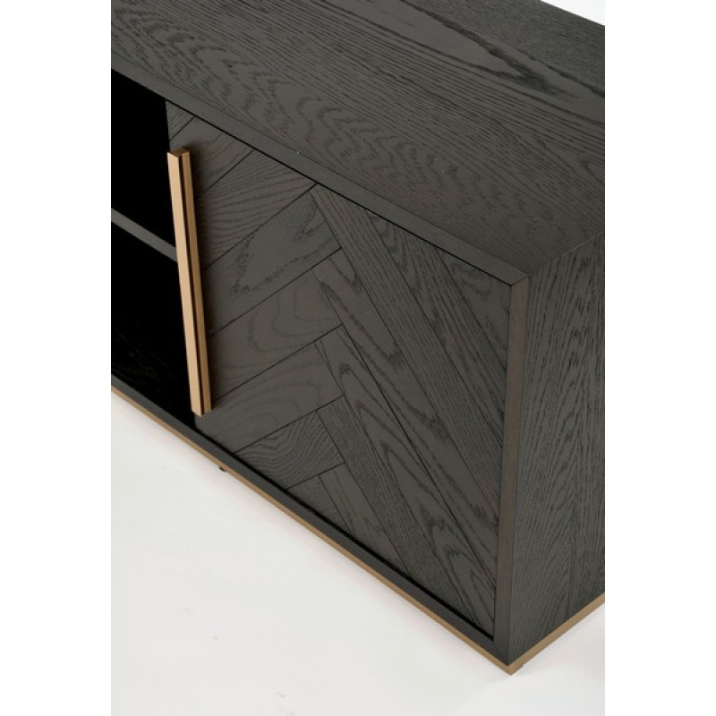 Έπιπλο TV Seville από ξύλο βελανιδιάς σε μαύρο 180x38x50cm