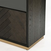 Βιτρίνα Seville από ξύλο βελανιδιάς σε μαύρο 100x41x200cm