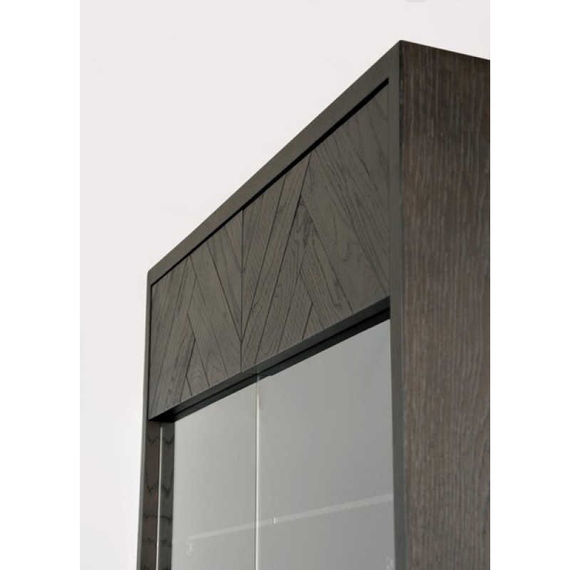 Βιτρίνα Seville από ξύλο βελανιδιάς σε μαύρο 100x41x200cm