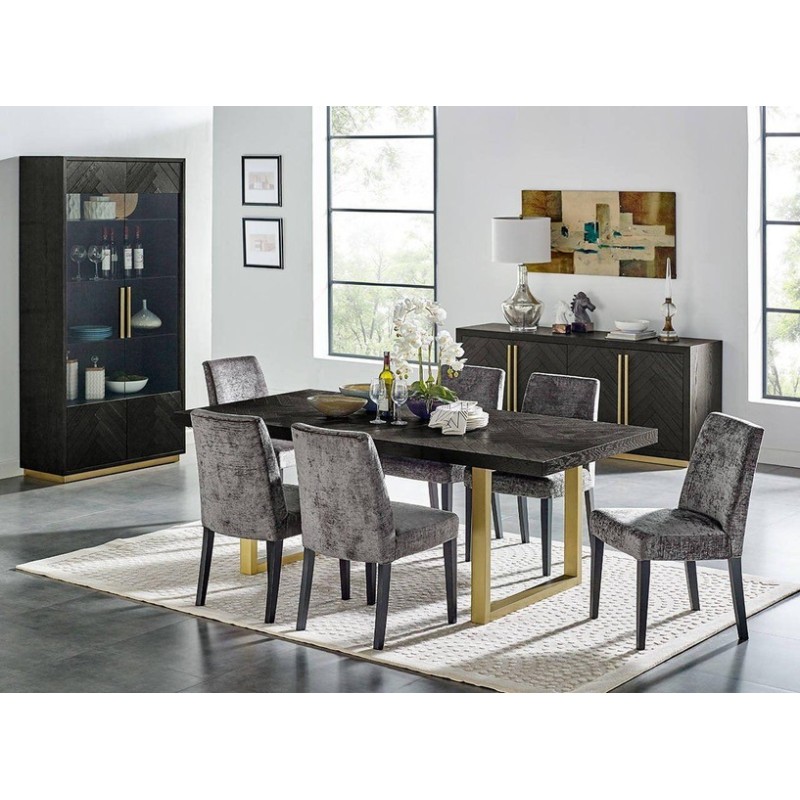 Βιτρίνα Seville από ξύλο βελανιδιάς σε μαύρο 100x41x200cm