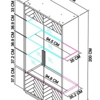 Βιτρίνα Seville από ξύλο βελανιδιάς σε μαύρο 100x41x200cm