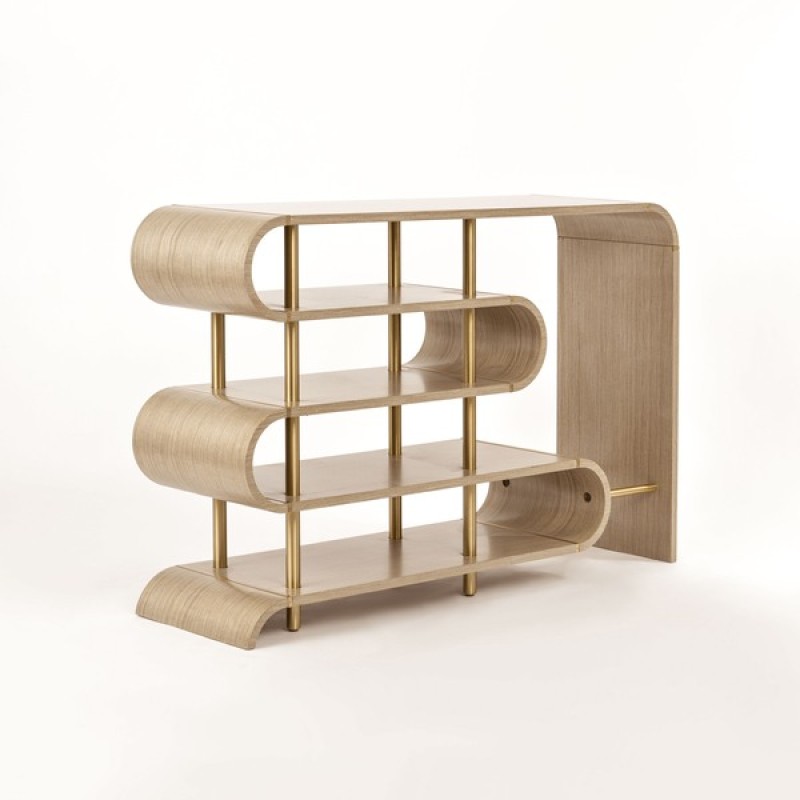 Τραπέζι κονσόλας Stilig από MDF σε γκρι κα χρυσό 122x36x81cm