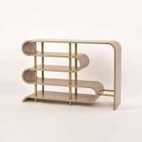 Τραπέζι κονσόλας Stilig από MDF σε γκρι κα χρυσό 122x36x81cm