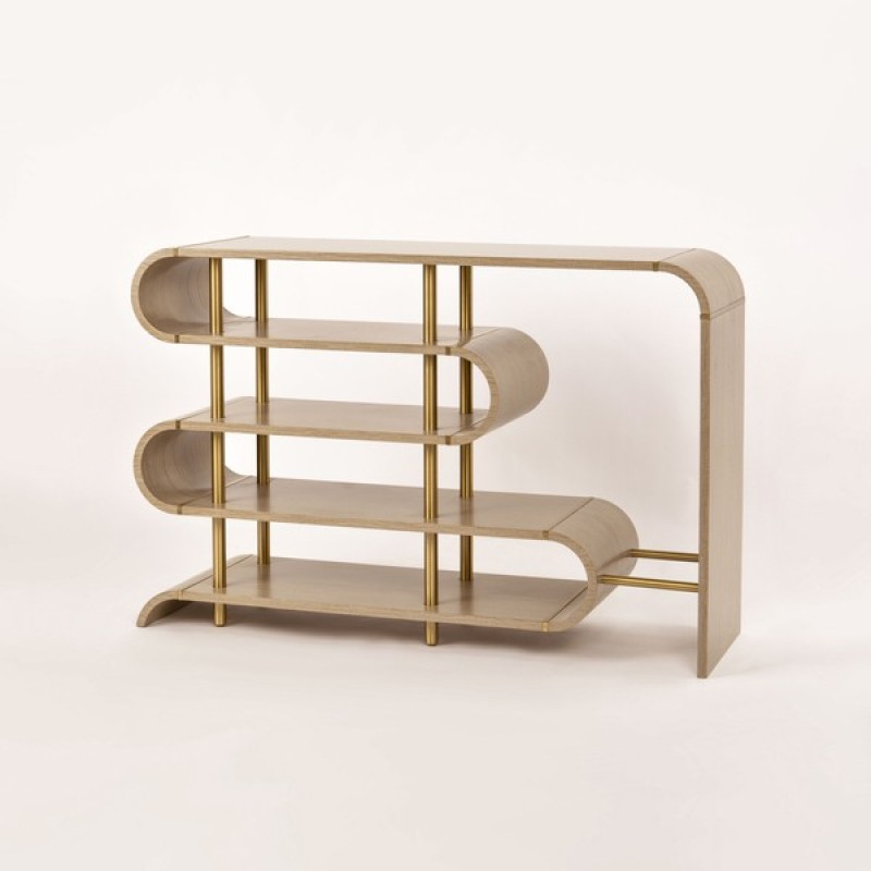 Τραπέζι κονσόλας Stilig από MDF σε γκρι κα χρυσό 122x36x81cm