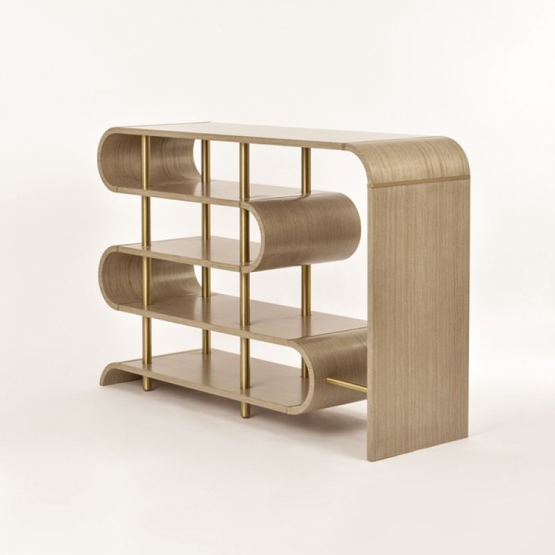 Τραπέζι κονσόλας Stilig από MDF σε γκρι κα χρυσό 122x36x81cm