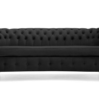 Chesterfield Deluxe 3-θέσιoς Κυρτός Καναπές Βελούδο Μαύρο 230x86x80cm
