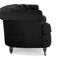 Chesterfield Deluxe 3-θέσιoς Κυρτός Καναπές Βελούδο Μαύρο 230x86x80cm