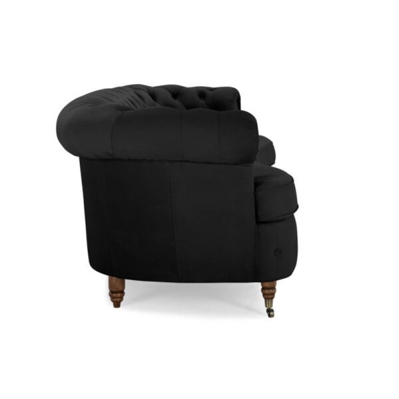 Chesterfield Deluxe 3-θέσιoς Κυρτός Καναπές Βελούδο Μαύρο 230x86x80cm