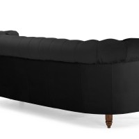 Chesterfield Deluxe 3-θέσιoς Κυρτός Καναπές Βελούδο Μαύρο 230x86x80cm