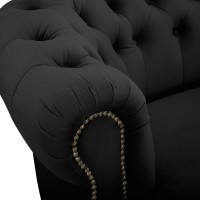 Chesterfield Deluxe 3-θέσιoς Κυρτός Καναπές Βελούδο Μαύρο 230x86x80cm
