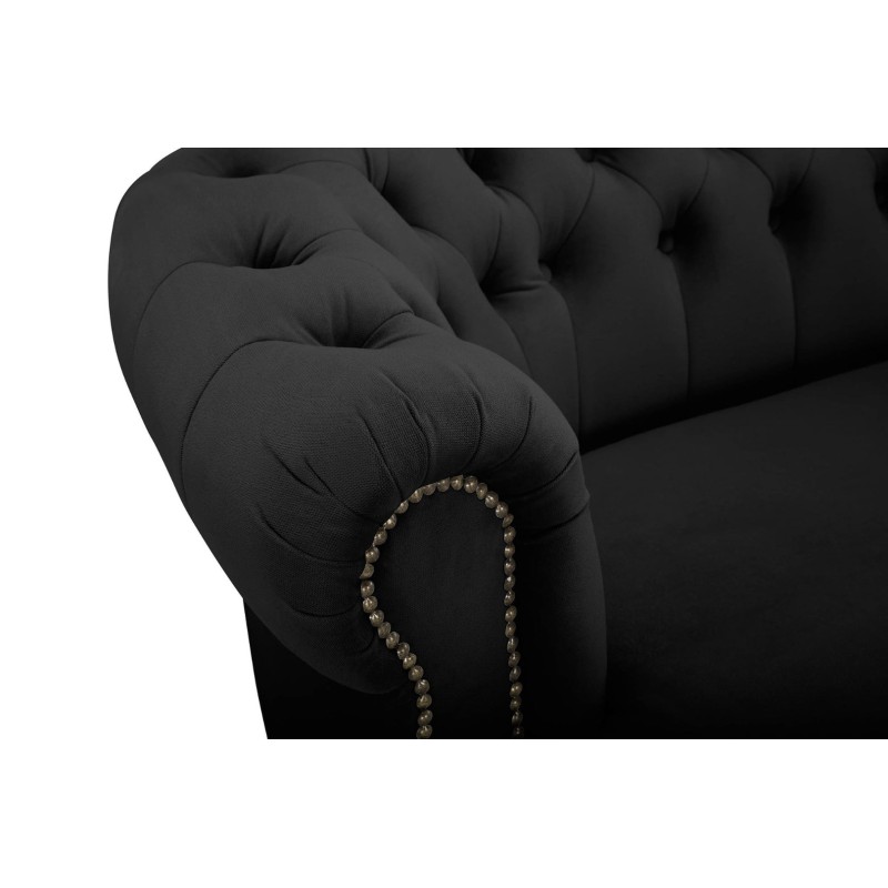 Chesterfield Deluxe 3-θέσιoς Κυρτός Καναπές Βελούδο Μαύρο 230x86x80cm