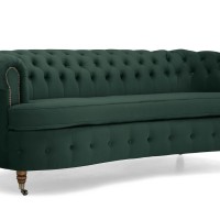 Chesterfield Deluxe 3-θέσιoς Κυρτός Καναπές Βελούδο Σκούρο Πράσινο 230x86x80cm