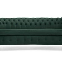 Chesterfield Deluxe 3-θέσιoς Κυρτός Καναπές Βελούδο Σκούρο Πράσινο 230x86x80cm