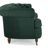 Chesterfield Deluxe 3-θέσιoς Κυρτός Καναπές Βελούδο Σκούρο Πράσινο 230x86x80cm