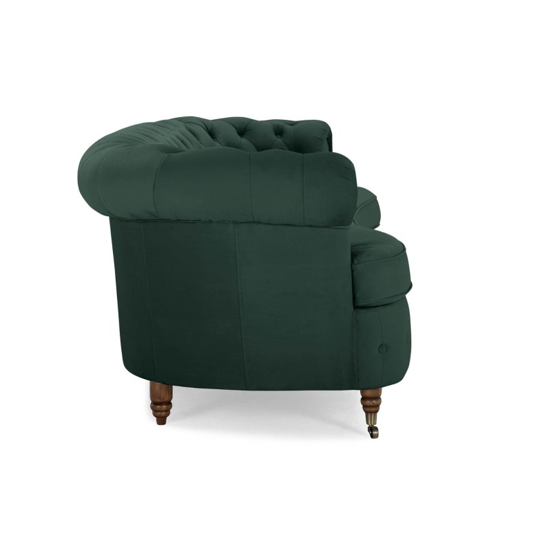 Chesterfield Deluxe 3-θέσιoς Κυρτός Καναπές Βελούδο Σκούρο Πράσινο 230x86x80cm