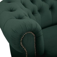 Chesterfield Deluxe 3-θέσιoς Κυρτός Καναπές Βελούδο Σκούρο Πράσινο 230x86x80cm