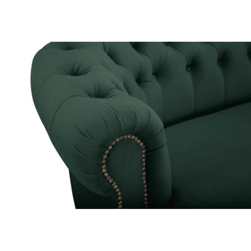 Chesterfield Deluxe 3-θέσιoς Κυρτός Καναπές Βελούδο Σκούρο Πράσινο 230x86x80cm