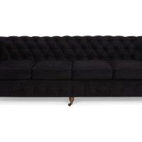 Chesterfiled Deluxe Καναπές 4θέσιος Βελούδο Μαύρο 238×86×80cm