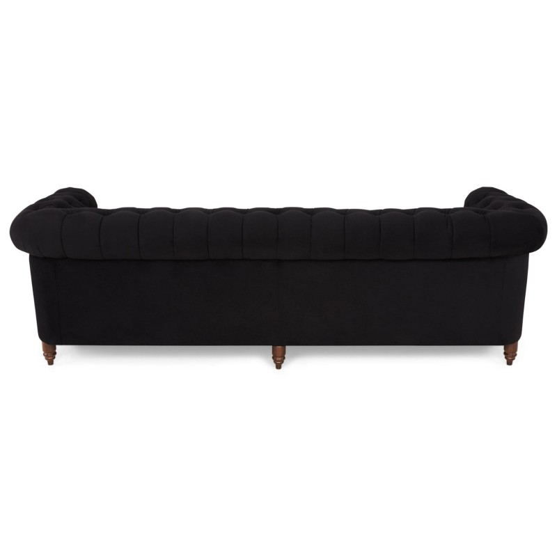 Chesterfiled Deluxe Καναπές 4θέσιος Βελούδο Μαύρο 238×86×80cm