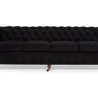 Chesterfiled Deluxe Καναπές 4θέσιος Βελούδο Μαύρο 238×86×80cm
