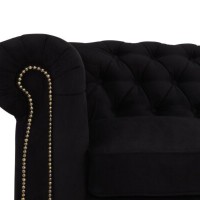 Chesterfiled Deluxe Καναπές 4θέσιος Βελούδο Μαύρο 238×86×80cm