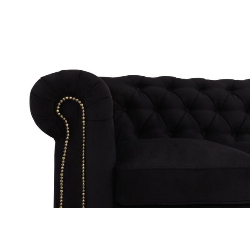 Chesterfiled Deluxe Καναπές 4θέσιος Βελούδο Μαύρο 238×86×80cm