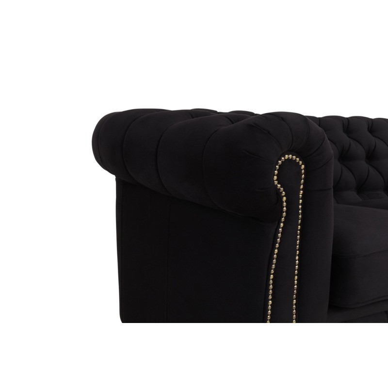 Chesterfiled Deluxe Καναπές 4θέσιος Βελούδο Μαύρο 238×86×80cm
