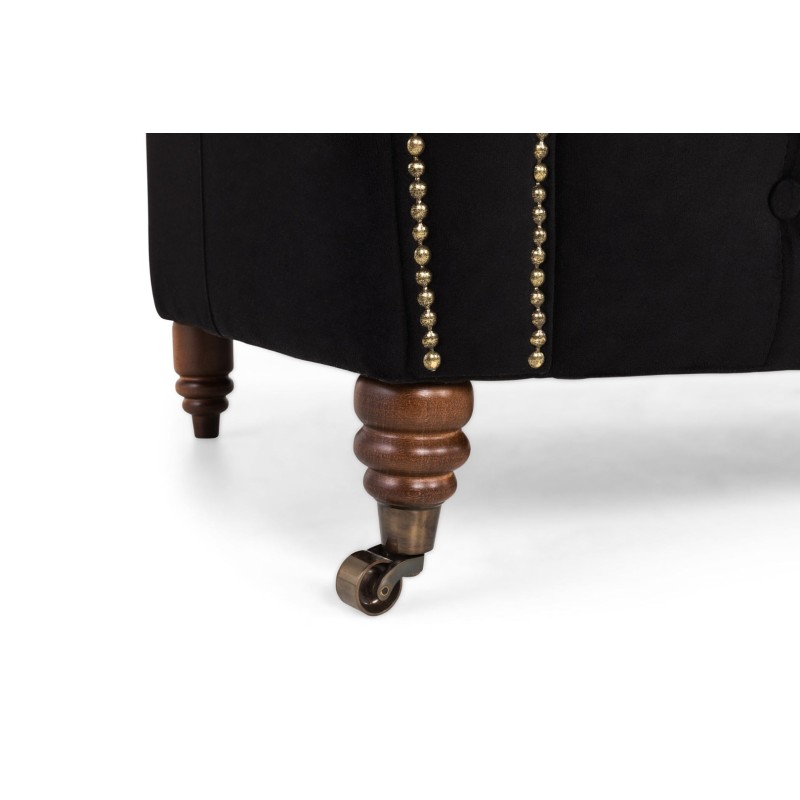 Chesterfiled Deluxe Καναπές 4θέσιος Βελούδο Μαύρο 238×86×80cm