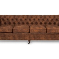 Chesterfiled Deluxe Καναπές 4θέσιος Ύφασμα με Όψη Δέρματος Vintage Κονιάκ 238×86×80εκ
