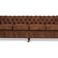 Chesterfiled Deluxe Καναπές 4θέσιος Ύφασμα με Όψη Δέρματος Vintage Κονιάκ 238×86×80εκ