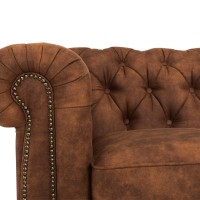Chesterfiled Deluxe Καναπές 4θέσιος Ύφασμα με Όψη Δέρματος Vintage Κονιάκ 238×86×80εκ