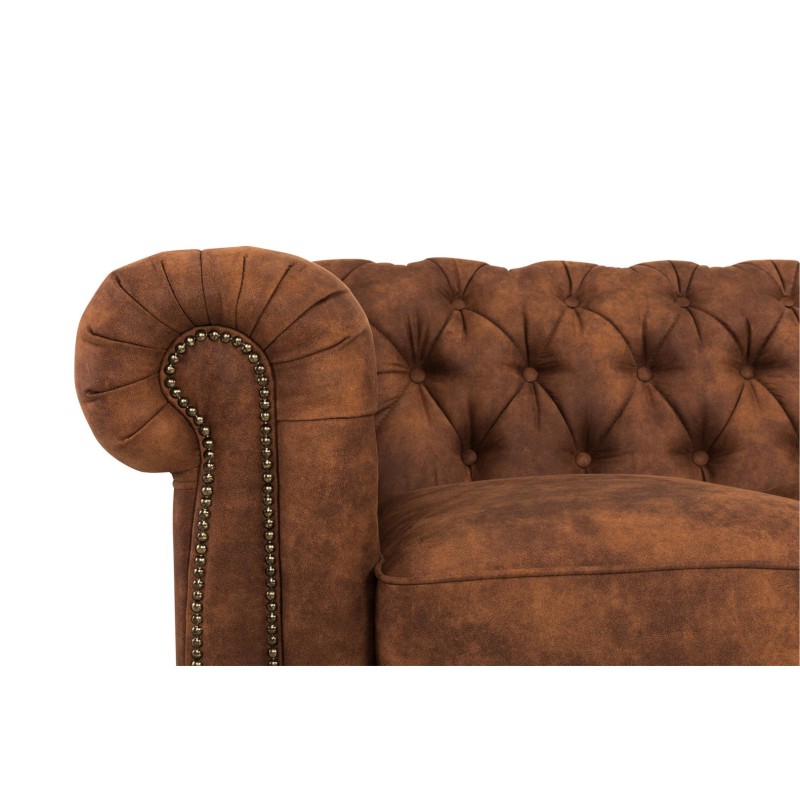 Chesterfiled Deluxe Καναπές 4θέσιος Ύφασμα με Όψη Δέρματος Vintage Κονιάκ 238×86×80εκ