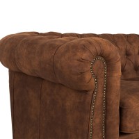 Chesterfiled Deluxe Καναπές 4θέσιος Ύφασμα με Όψη Δέρματος Vintage Κονιάκ 238×86×80εκ