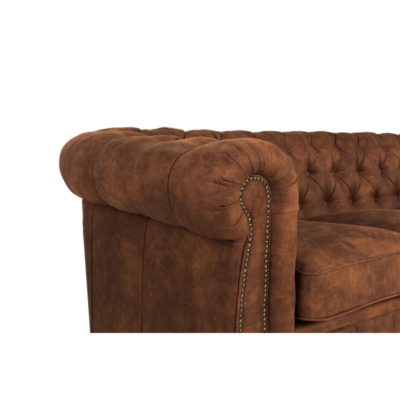 Chesterfiled Deluxe Καναπές 4θέσιος Ύφασμα με Όψη Δέρματος Vintage Κονιάκ 238×86×80εκ