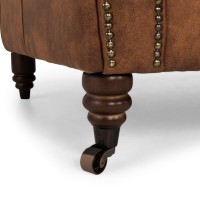 Chesterfiled Deluxe Καναπές 4θέσιος Ύφασμα με Όψη Δέρματος Vintage Κονιάκ 238×86×80εκ