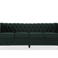 Chesterfiled Deluxe Καναπές 4θέσιος Βελούδο Σκούρο Πράσινο 238×86×80cm