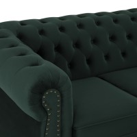 Chesterfiled Deluxe Καναπές 4θέσιος Βελούδο Σκούρο Πράσινο 238×86×80cm